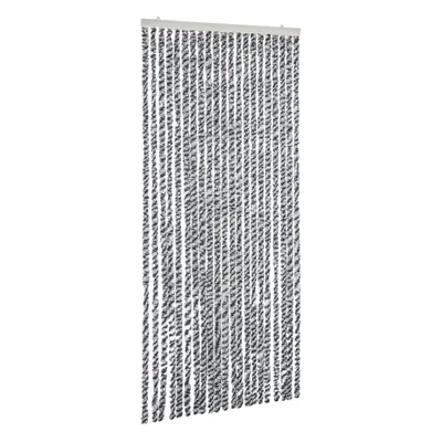 vidaXL Fly Curtain Fly Screen Grey and Black and White 100x220 cm Chenille