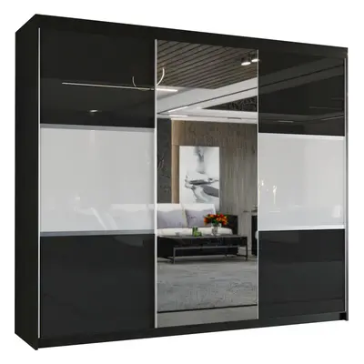 (Black , cm ) MN FURNITURE Hatan HighGloss Sliding Door wardrobe