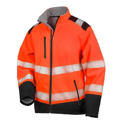 (4XL, Fluorescent Orange/Black) SAFE-GUARD by Result Mens Ripstop Safety Soft Shell Jacket