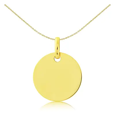 Jewelco London Solid 9ct Yellow Gold Flat Round Disc Dog Tag Medallion Pendant - 13mm - FANR0259