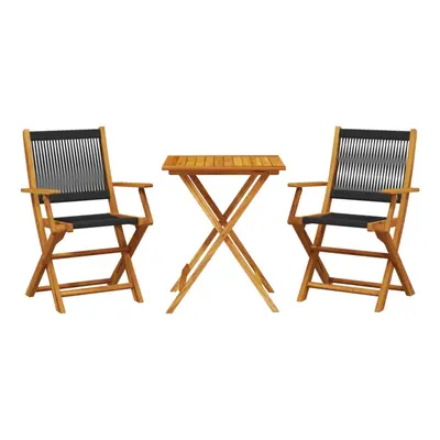 vidaXL Bistro Set Piece Outdoor Bar Set Black Polypropylene and Solid Wood