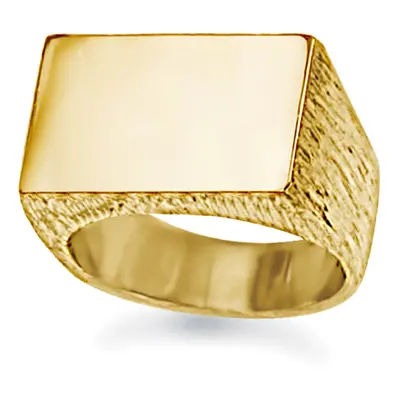 (Z) Jewelco London Men's Solid 9ct Gold Engravable Barked Initial Blank Plate Signet Ring - JIR0