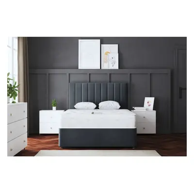 (King, Steel) Amelia Divan Upholstered Bed