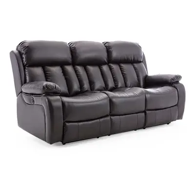 (Brown, Seater) CHESTER HIGH BACK ELECTRIC BOND GRADE LEATHER RECLINER 3+2+1 SOFA ARMCHAIR SET