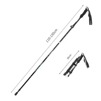 (Black 110-130) Anti Shock Walking Stick Telescopic Trekking Ultralight Aluminum Alloy Tactical 