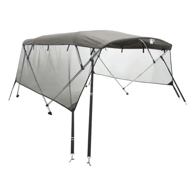 (anthracite grey, x (230-244) cm/with mesh) vidaXL 3-bow Bimini Top with Sidewalls UV-Proof Canv