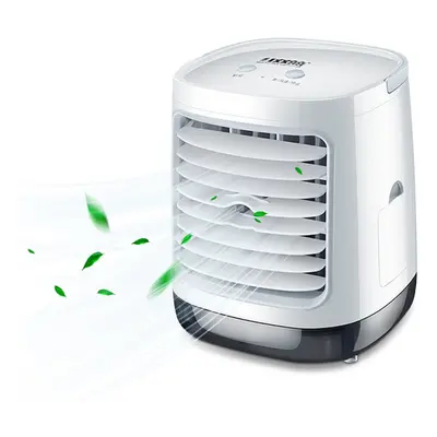 (Round, Upgrade) Gear LED Mini Air Conditioner Fan Rechargeable Cooling Misting Desk Fan Home Of