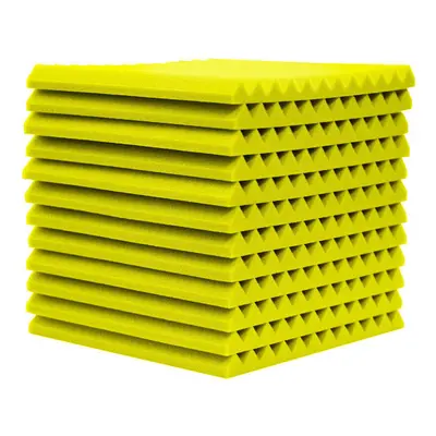 (Yellow) 12pcs 30x30x2.5cm Acoustic Foam Soundproof Studio Soundproofing Panels Cinema Muffler S