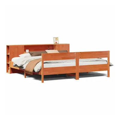 vidaXL Bookcase Bed without Mattress Wax Brown Super King Solid Wood Pine