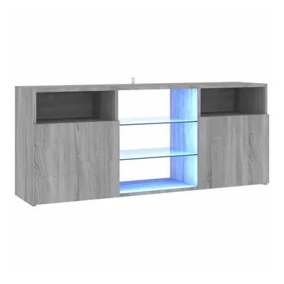 (grey sonoma) vidaXL TV Cabinet with LED Lights TV Stand Unit 120x30x50 cm Multi Colours