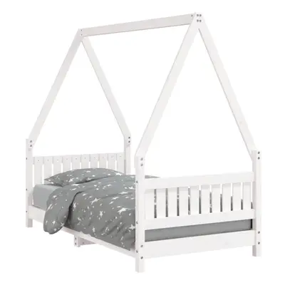 (white, x cm) vidaXL Kids Bed Frame Bedstead Wooden Bed Base White 90x200 cm Solid Wood Pine