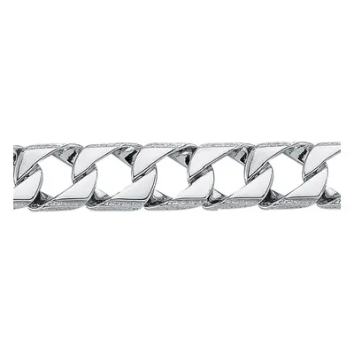 Jewelco London Mens Rhodium Plated Sterling Silver Lizard Edge Curb Bracelet 12mm 8.5 inch - ABB