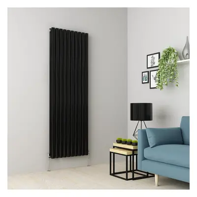 (1800 x 591mm Double, Black) Oval Tube Designer Radiator