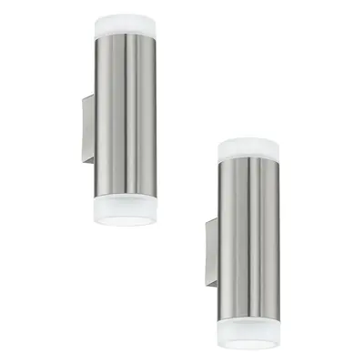 2 PACK IP44 Outdoor Up & Down Wall Light Stainless Steel 3W GU10 Porch Lamp