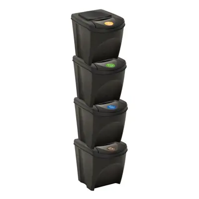 vidaXL 4x Stackable Dustbins Anthracite L Trash Waste Rubbish Garbage Bin