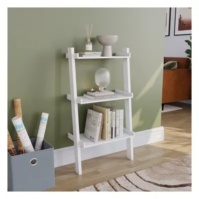 (White) York Tier Ladder Bookcase Leaning Shelving Unit