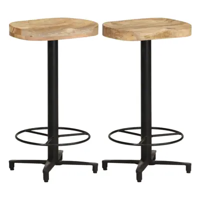 vidaXL 2x Solid Mango Wood Bar Stools cm Wooden Bistro Pub Counter Chair