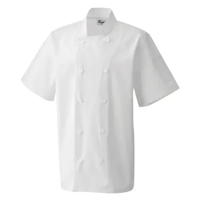 (XL, White) Premier Unisex Short Sleeved Chefs Jacket / Workwear (Pack of 2)