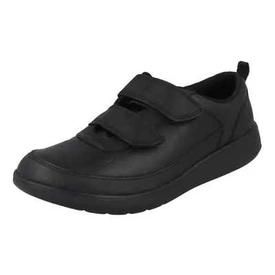 (Black, UK Child) Boys Clarks Hook & Loop School Shoes Scape Flare Y - G Fit