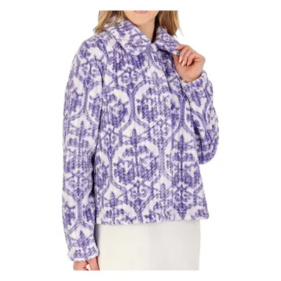 (Purple, Large - UK 16/18) Slenderella Ladies Waffle Fleece Damask Button Front Bed Jacket