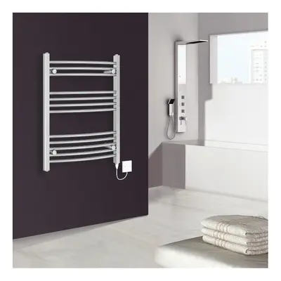 (750x600mm - Curved bars, Chrome) WarmeHaus Electric Heated Warming Towel Rail Bathroom Radiator