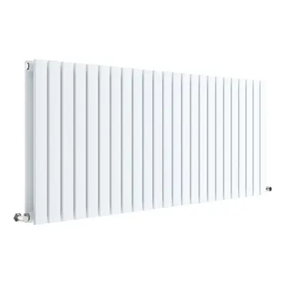 Square Horizontal Double Panel Radiator - 600mm x 1398mm - BTU - Satin White