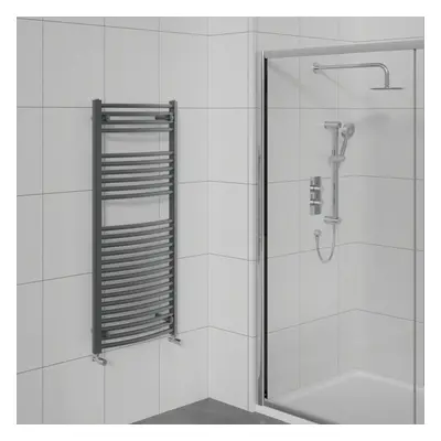 WarmeHaus Curved Bathroom Heated Towel Rail Warmer Radiator Central Heating Anthracite - 1200x60