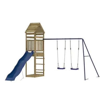 (solid impregnated pinewood) vidaXL Outdoor Playset Playhouse Play Tower Playground Set Solid Wo