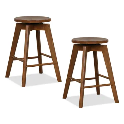 62cm Backless Bar Stool Set of Swivel CounterHeight Wood Chairs