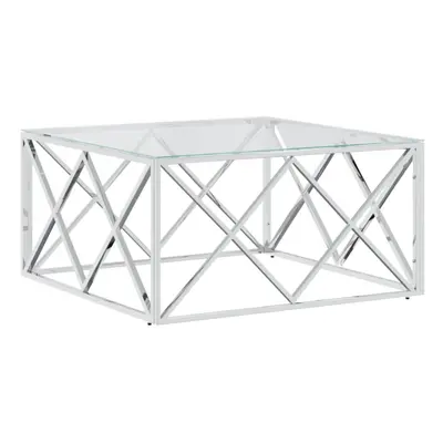 vidaXL Coffee Table Tea End Table Sofa Side Table Stainless Steel and Glass