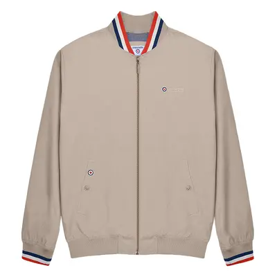 (4XL, Stone/Red/White) Lambretta Mens Triple Tipped Full Zip Mod Monkey Bomber Jacket Coat