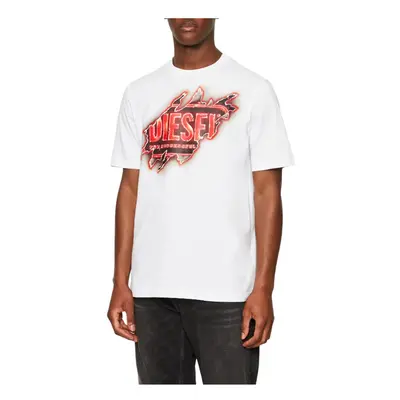 (White, 2XL) DIESEL T JUST E43 Mens T Shirts Cotton Summer Tee