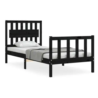 (black, x cm) vidaXL Bed Frame Bed Base Platform Bed with Headboard Grey Single Solid Wood