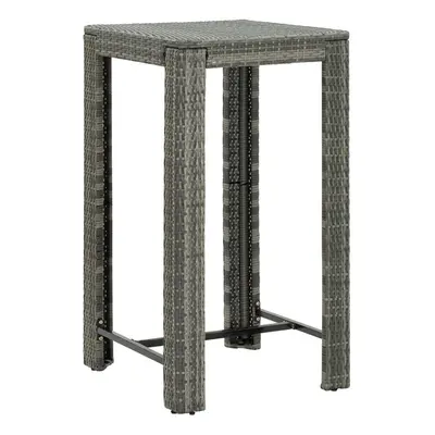 vidaXL Garden Bar Table Grey Poly Rattan Bistro Pub Cafe Counter Height Desk