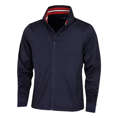 (M, Navy/Red) Calvin Klein Mens Collar Detail Waterproof Stretch Golf Jacket