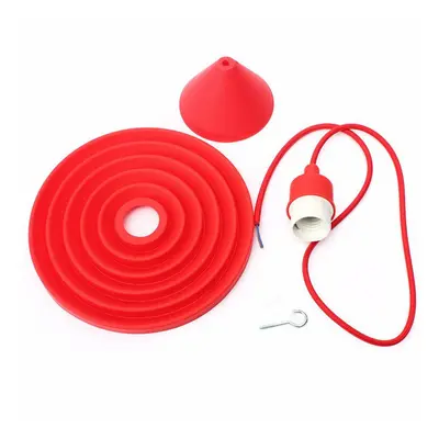 (Red) Folding Lampshade Colorful Silicone E27 Lamp Holder Pendant Lights DIY Ceiling Light Home 