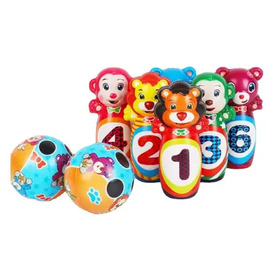 () 12PCS Cute Mini Bowling PU Soft Indoor Sport Play Games Safe Foam Kids Bowling Children Indoo