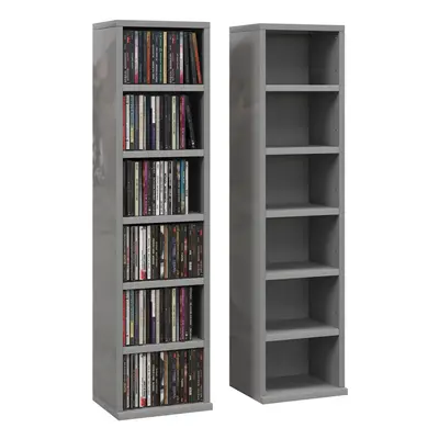 HOMCOM Set of CD Storage Units with Adjustable Shelves, High Gloss Grey