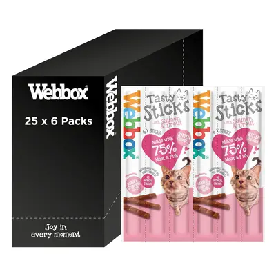 Webbox Tasty Sticks Cat Treats, Salmon and Trout - Kitten Friendly, Wheat and Grain Free, No Art