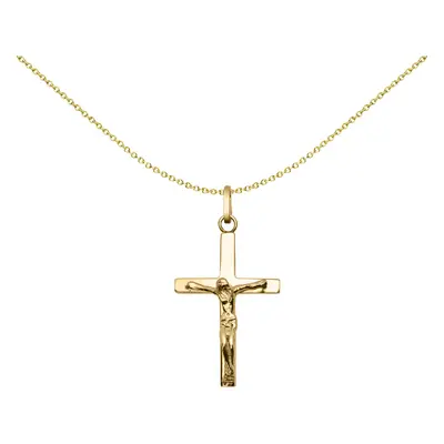 Jewelco London 9ct Yellow Gold Lightweight Square Tube Jesus Crucifix Cross Pendant - JPX155