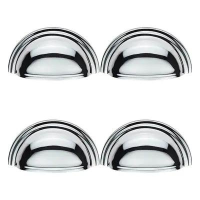 4x Victorian Cup Pull Handle Polished Chrome x 46mm 76mm Fixing Centres