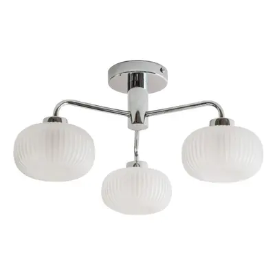 (No) Amaia Chrome IP44 Way Bathroom Frosted Ribbed Glass Ceiling Light