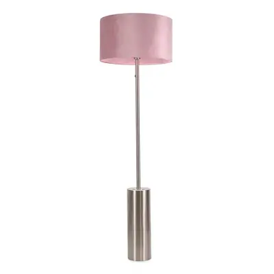 ValueLights Lexy Blush Velvet Shade with Chrome Dimmable Floor Lamp