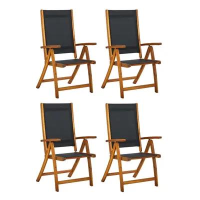 vidaXL 4x Solid Wood Acacia Folding Garden Chairs Textilene Patio Dining Chair