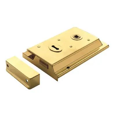 Traditional Contract Rim Deadlock x 102mm Polished Brass Door Latch