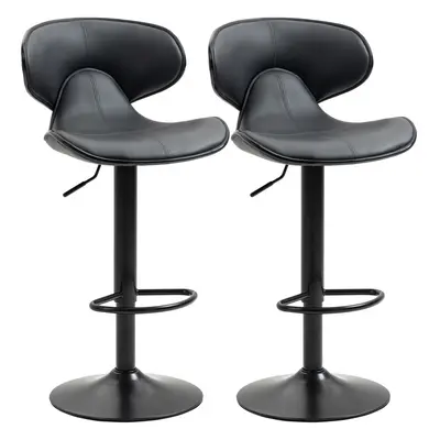 HOMCOM Adjustable Swivel Bar Stools Set of 2, Barstools for Counter Bar, Grey