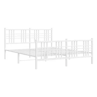 (white, 160x200 cm/with headboard & footboard) vidaXL Metal Bed Frame with Headboard Home Bed Ba