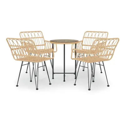 (brown) vidaXL Garden Dining Set Piece Poly Rattan Dining Table Chair Black/Brown