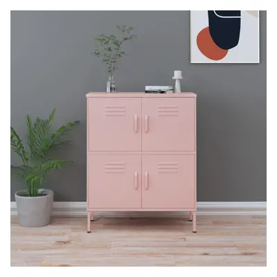 vidaXL Storage Cabinet Pink Steel Living Room Sideboard Cupboard Bookcase