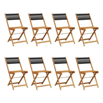 (black, pcs) vidaXL Bistro Chairs Outdoor Dining Chair Solid Wood Acacia and Polypropylene